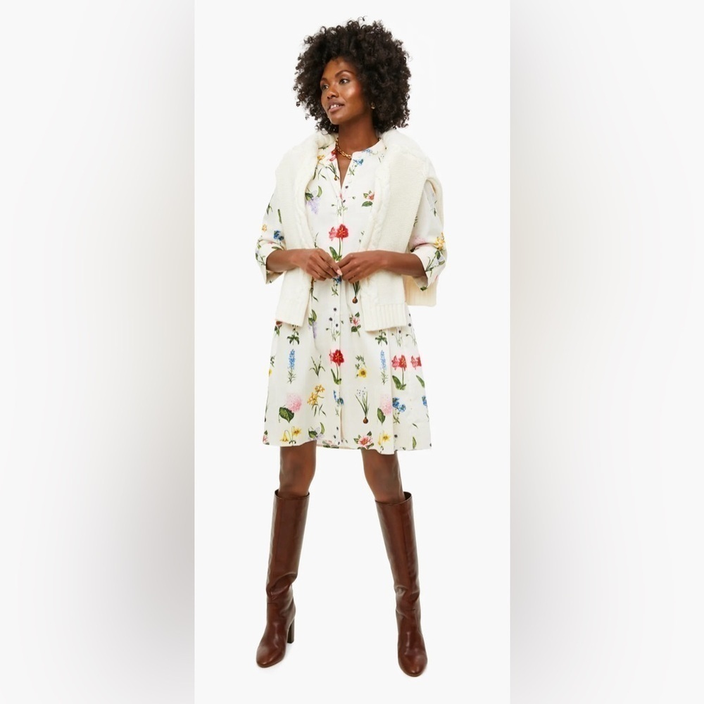 ❌SOLD❌Tuckernuck Royal Shirt Dress. Fresh Buds floral print. 3/4 sleeve. Size S. - Picture 4 of 10